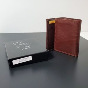 Firenze Vintage Brown Vacchetta Leather Trifold Wallet - Florence Italy NIB